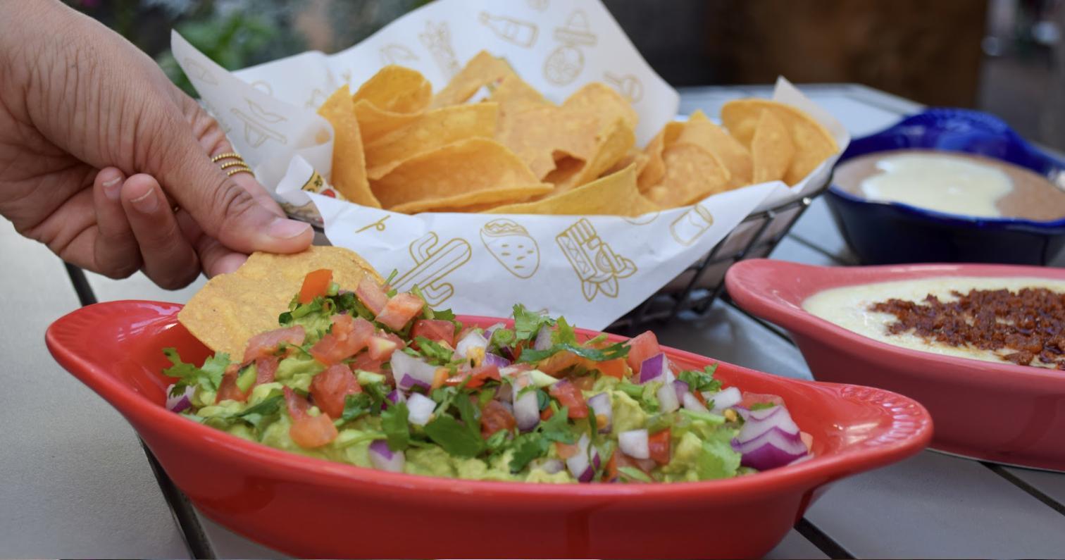 Chips, guacamole and queso